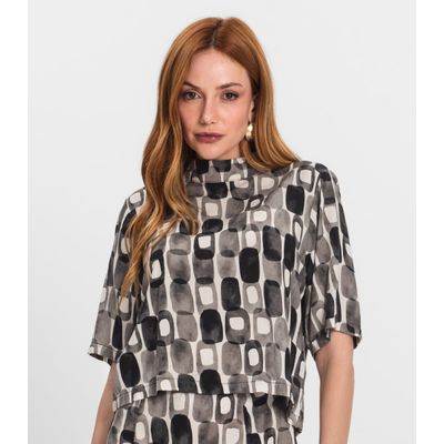 Blusa Feminina Estampada Gola Alta Endless Preto M / Preto