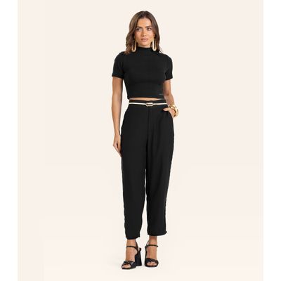 Blusa em Ribana Feminina Endless Preto G / Preto