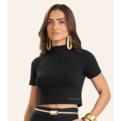 Blusa em Ribana Feminina Endless Preto P / Preto