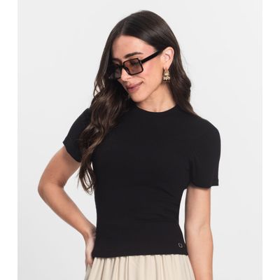Blusa Feminina Em Ribana Endless Preto GG / Preto