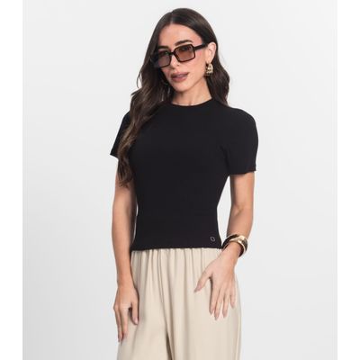 Blusa Feminina Em Ribana Endless Preto G / Preto