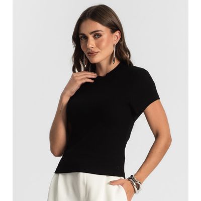 Blusa Feminina Em Ribana Endless Preto G / Preto