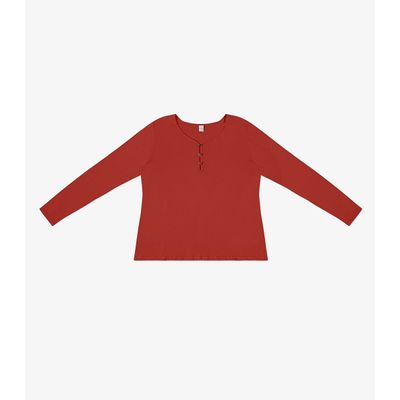 Blusa Feminina Com Botões Manga Longa Rovitex Laranja P / Laranja