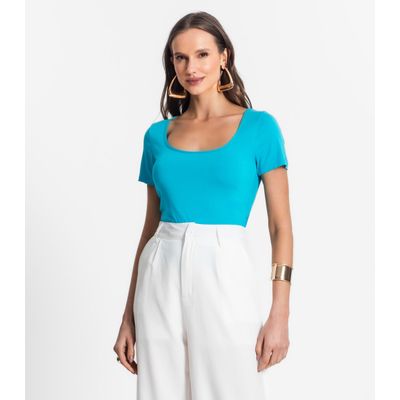 Blusa De Viscotorcion Decote Feminino Endless Azul G / Azul