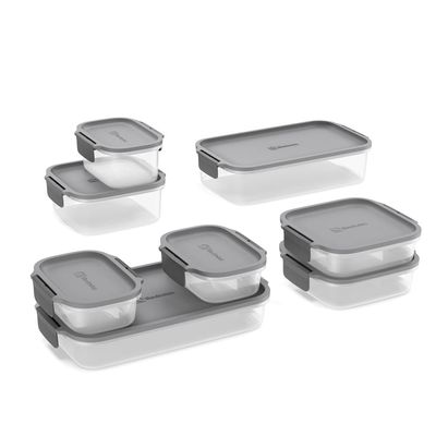 Potes Herméticos de Plástico Electrolux Cinza 8 Unidades Empilháveis Modulares