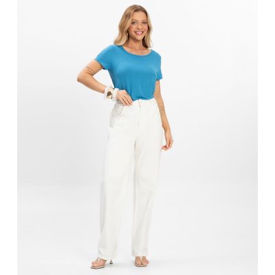 Blusa Básica Alongada Feminina Rovitex Azul P / Azul
