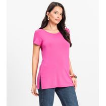Blusa Básica Alongada Feminina Rovitex Rosa