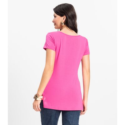 Blusa Básica Alongada Feminina Rovitex Rosa M / Rosa
