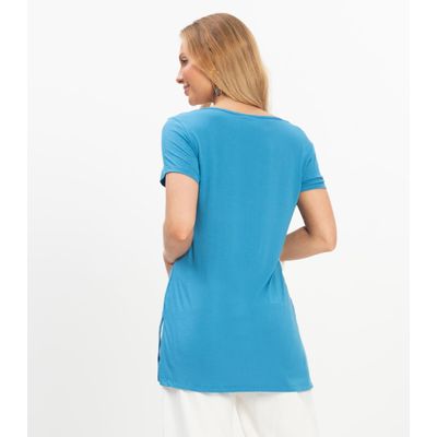 Blusa Básica Alongada Feminina Rovitex Azul GG / Azul