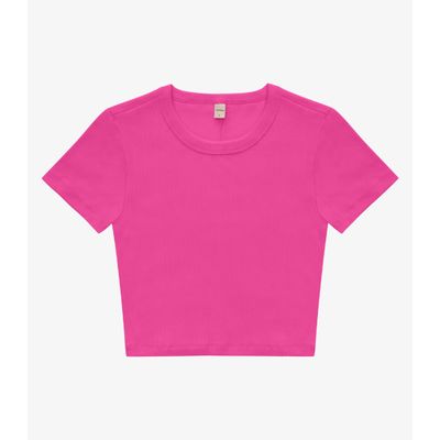 Blusa Cropped Ribana Básica Rovitex Rosa GG / Rosa