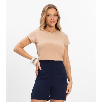 Blusa Feminina Cotton Leve Básica Rovitex Bege P / Bege