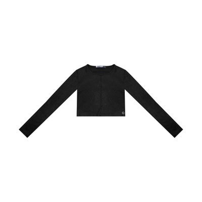 Blusa Cropped Juvenil Manga Longa Minty Preto 18 / Preto