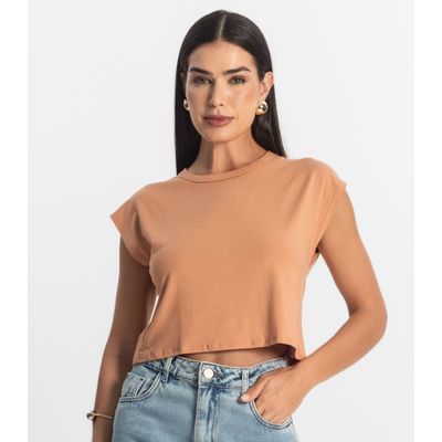 Blusa Básica Feminina Viscotorcion Rovitex Marrom P / Marrom