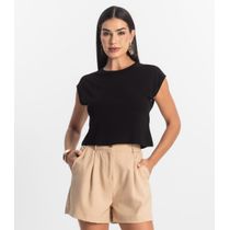 Blusa Básica Feminina Viscotorcion Rovitex Preto