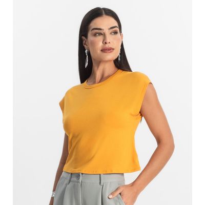 Blusa Básica Feminina Viscotorcion Rovitex Amarelo G / Amarelo