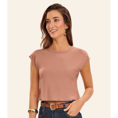 Blusa Básica Feminina Viscotorcion Rovitex Marrom GG / Marrom
