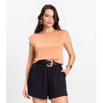 Blusa Básica Feminina Viscotorcion Rovitex Marrom