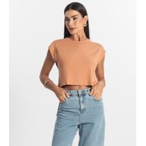 Blusa Básica Feminina Viscotorcion Rovitex Marrom