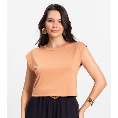 Blusa Básica Feminina Viscotorcion Rovitex Marrom GG / Marrom