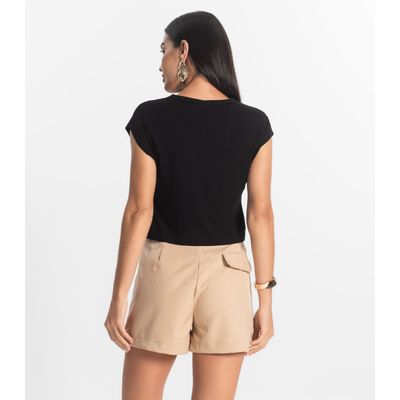 Blusa Básica Feminina Viscotorcion Rovitex Preto P / Preto