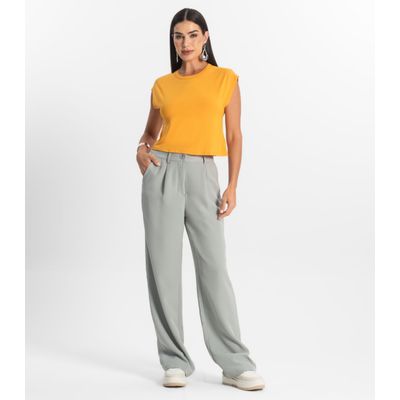 Blusa Básica Feminina Viscotorcion Rovitex Amarelo GG / Amarelo