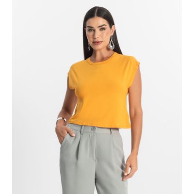 Blusa Básica Feminina Viscotorcion Rovitex Amarelo GG / Amarelo