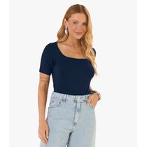 Blusa em Ribana Canelada Rovitex Azul