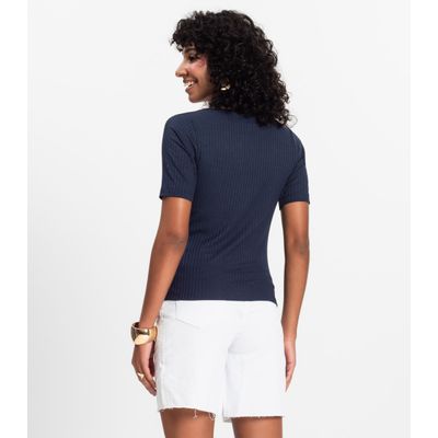 Blusa em Ribana Canelada Rovitex Azul P / Azul