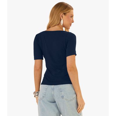 Blusa em Ribana Canelada Rovitex Azul M / Azul