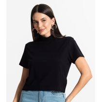 Blusa Feminina Canelada Viscose Manga Curta Select Preto