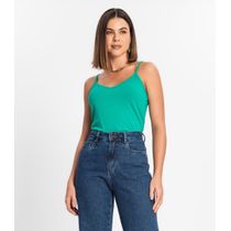 Blusa De Alça Feminina Ribana Canelada Rovitex Verde