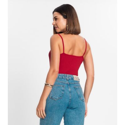 Blusa De Alça Feminina Ribana Canelada Rovitex Vermelho GG / Vermelho