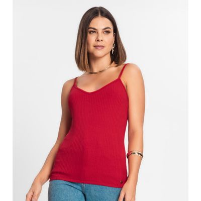 Blusa De Alça Feminina Ribana Canelada Rovitex Vermelho GG / Vermelho