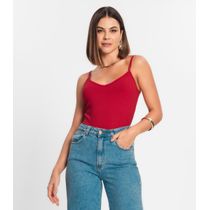 Blusa De Alça Feminina Ribana Canelada Rovitex Vermelho