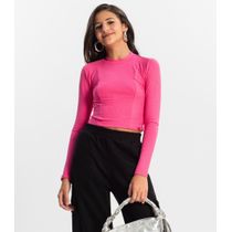 Blusa Cropped Juvenil Feminina Gola Alta Minty Rosa