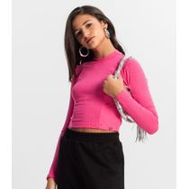 Blusa Cropped Juvenil Feminina Gola Alta Minty Rosa