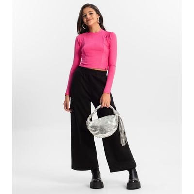 Blusa Cropped Juvenil Feminina Gola Alta Minty Rosa 18 / Rosa