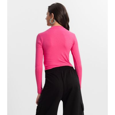 Blusa Cropped Juvenil Feminina Gola Alta Minty Rosa 18 / Rosa