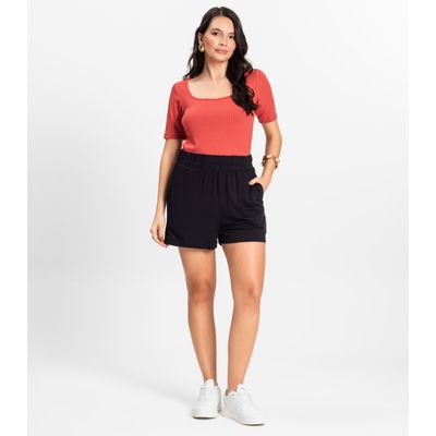 Blusa em Ribana Canelada Rovitex Marrom G / Marrom