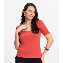 Blusa em Ribana Canelada Rovitex Marrom