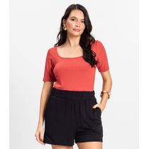 Blusa em Ribana Canelada Rovitex Marrom