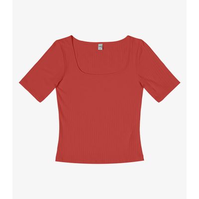 Blusa em Ribana Canelada Rovitex Marrom G / Marrom