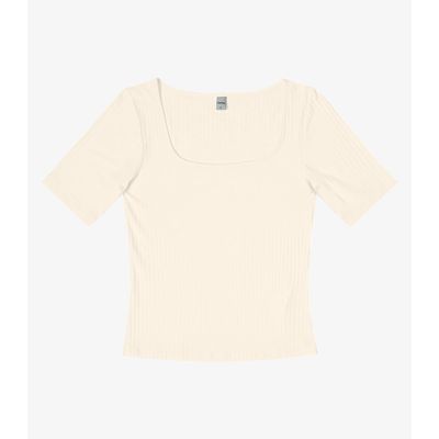 Blusa em Ribana Canelada Rovitex Bege P / Bege