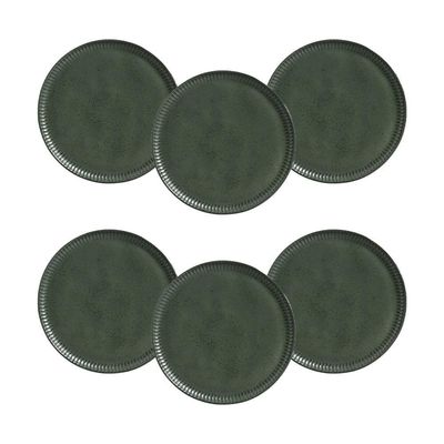 Conjunto de Pratos Rasos Porto Brasil Linhas Greenery 6 Peças Verde