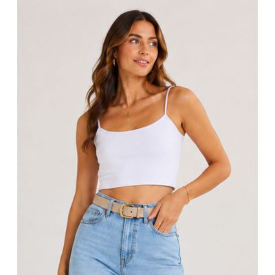 Blusa de Alça Feminina Tecido Henera Infinita Cor Branco GG / Branco