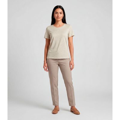 Blusa Feminina Básica Manga Curta Infinita Cor Bege GG / Bege