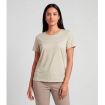 Blusa Feminina Básica Manga Curta Infinita Cor Bege