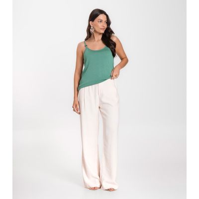Blusa de Alça em Visco Tricot Infinita Cor Verde M / Verde