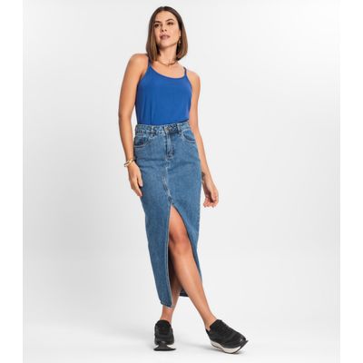 Blusa de Alça Feminina Viscotorcion Básica Rovitex Azul GG / Azul