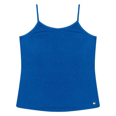 Blusa de Alça Feminina Viscotorcion Básica Rovitex Azul GG / Azul